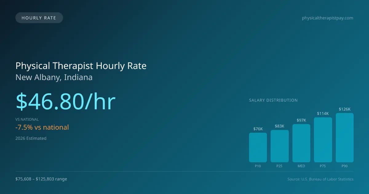Physical Therapist Hourly Rate in New Albany, IN — 2026 est., based on 2025 BLS