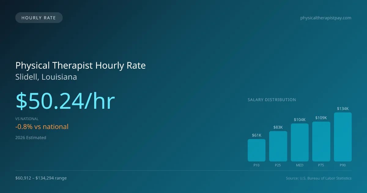 Physical Therapist Hourly Rate in Slidell, LA — 2026 est., based on 2025 BLS