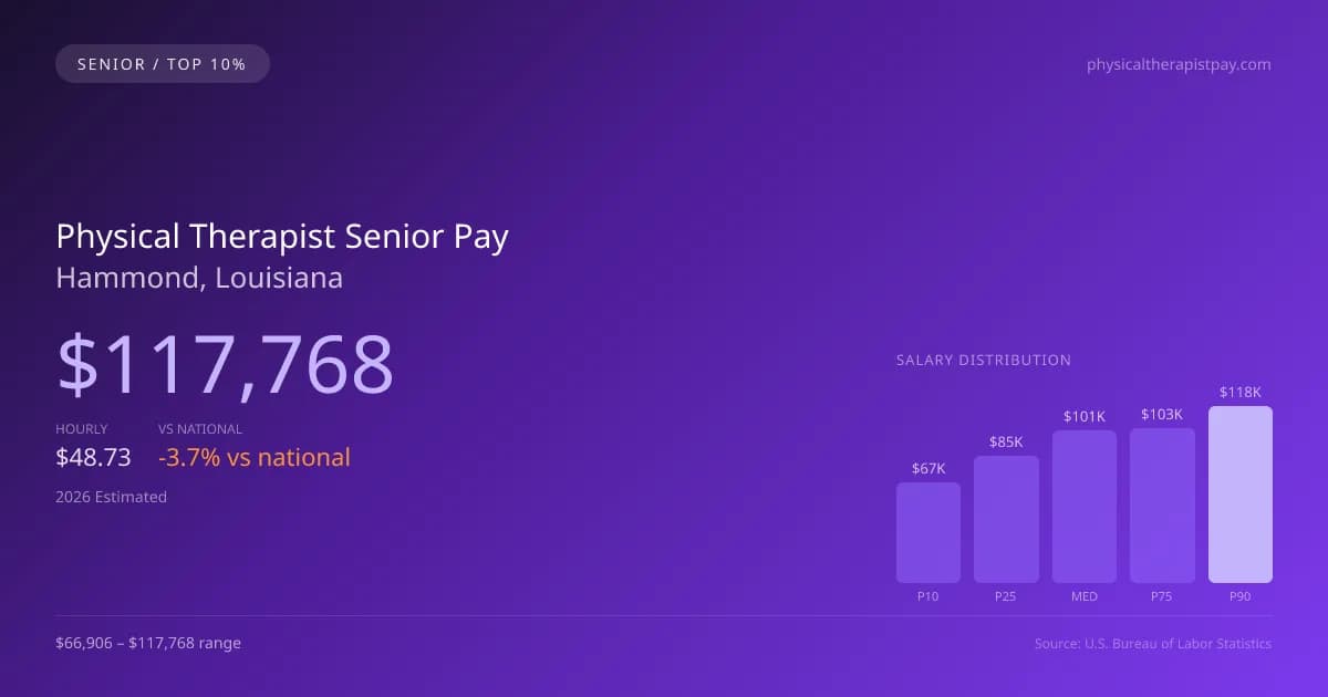 Physical Therapist Senior Salary in Hammond, LA — 2026 est., based on 2025 BLS