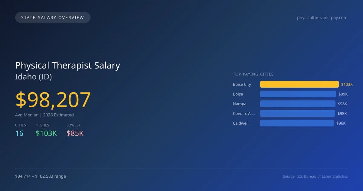 Physical Therapist Salary in Idaho - 2025 BLS Data Infographic