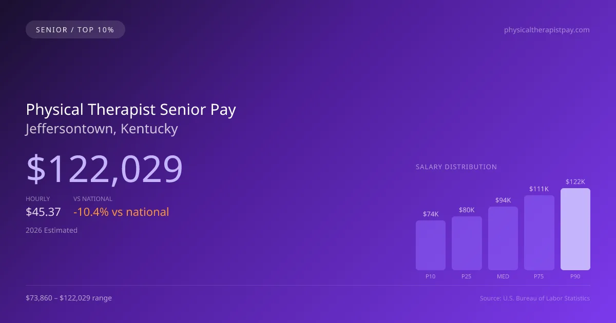 Physical Therapist Senior Salary in Jeffersontown, KY — 2026 est., based on 2025 BLS